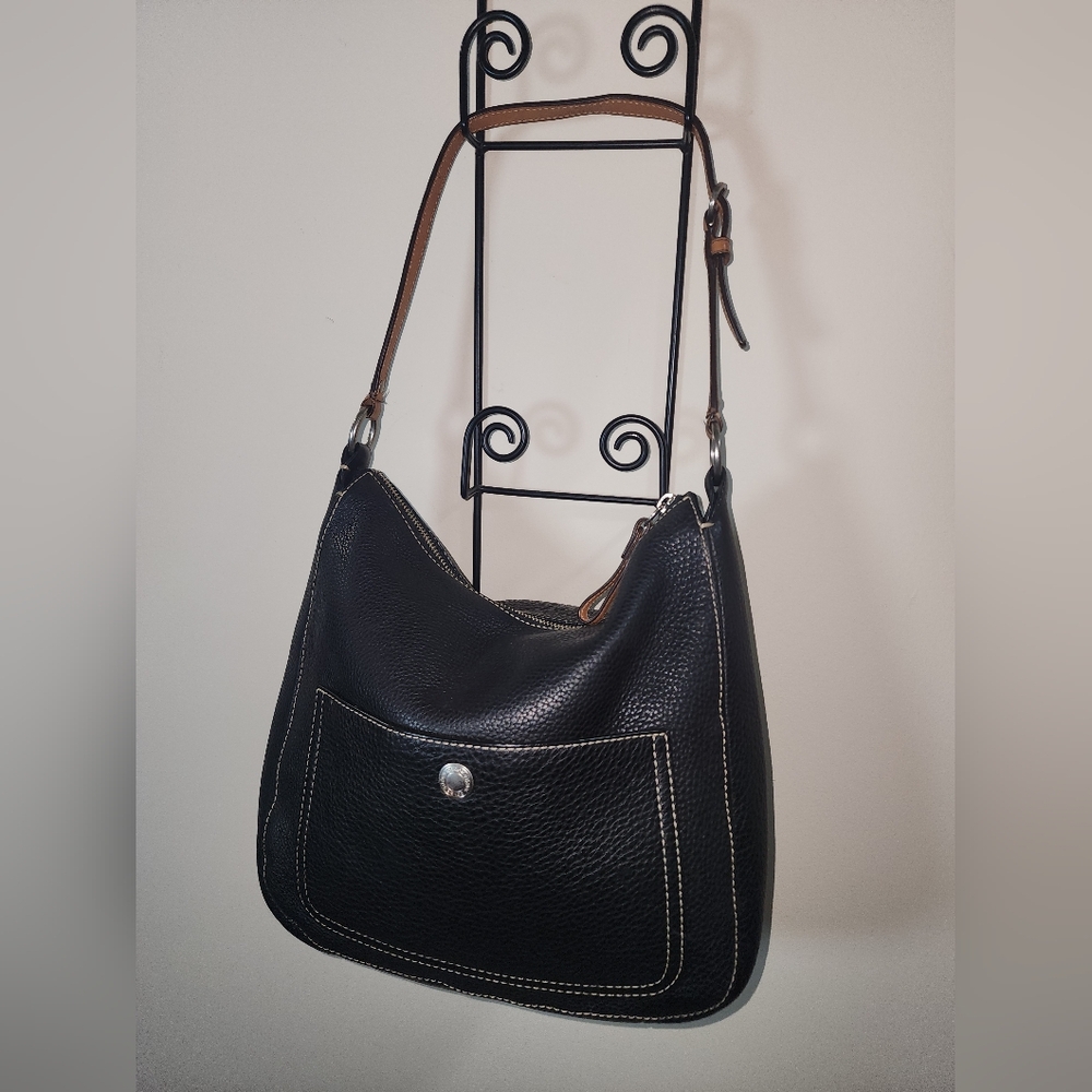 Coach Chelsea Hobo Black Brown Pebble Leather Shoulder Purse Satchel Vintage
